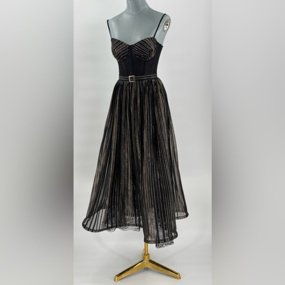 🆕 PATBO 🧿 NWOT Prism Lace & Lurex Metallic Thread Midi-Dress, Sz BR 36 US 4 - Picture 11 of 15